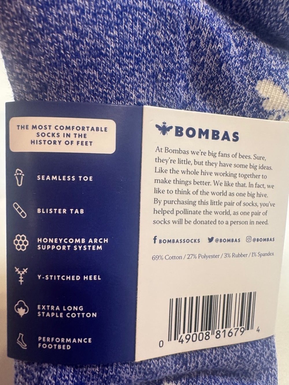 Bombas NWT Unisex 4 Pairs Ankle Socks SZ: Med Color: Blue - Picture 6 of 6